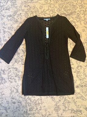 Antonio Melani Black Eyelet with lace trim swimsuit cover up